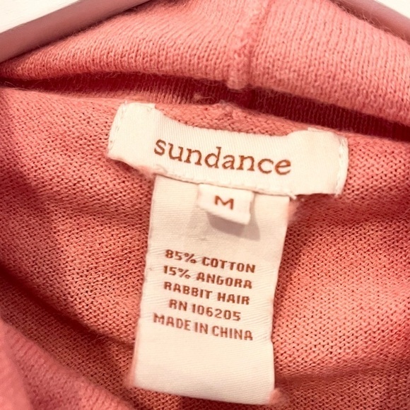 Sundance Catalog Angora Rabbit Hair Cotton Blend Sweater Cowl Neck Pink Womens M - Picture 6 of 8